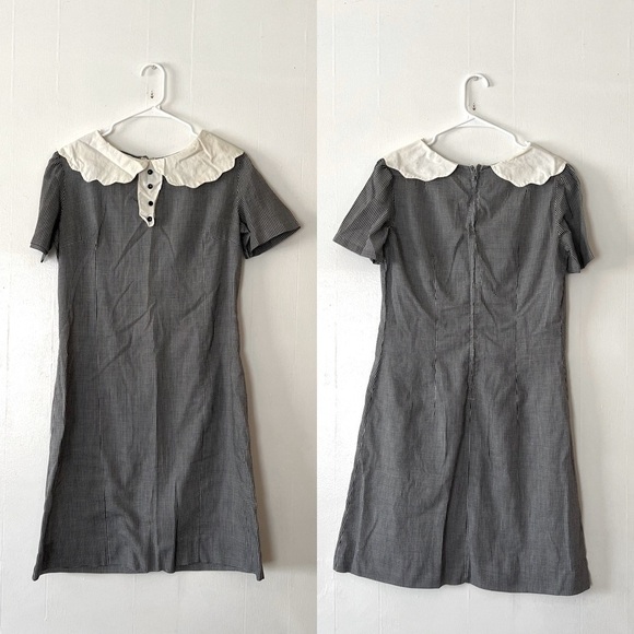 VINTAGE Handmade Black White Checkered Trapeze Dress - Picture 1 of 5